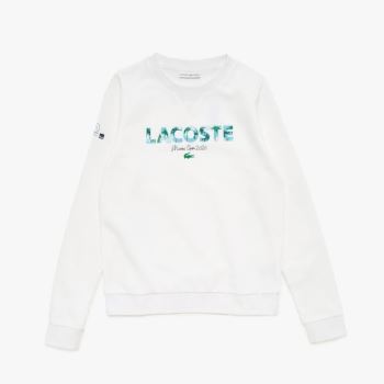 Lacoste SPORT Miami Open Print Fleece Sweatshirt - Mikiny Dámské Bílé / Tmavě Blankyt Blankyt | CZ-u